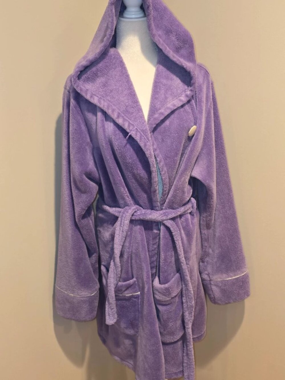 Vintage Y2K Disney store Eeyore purple plush hooded bathrobe